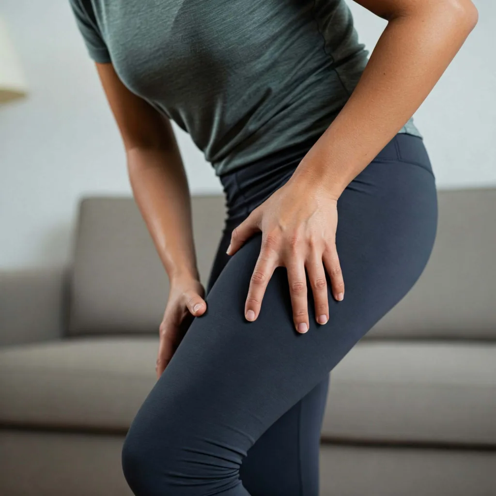 Woman rubbing her thigh