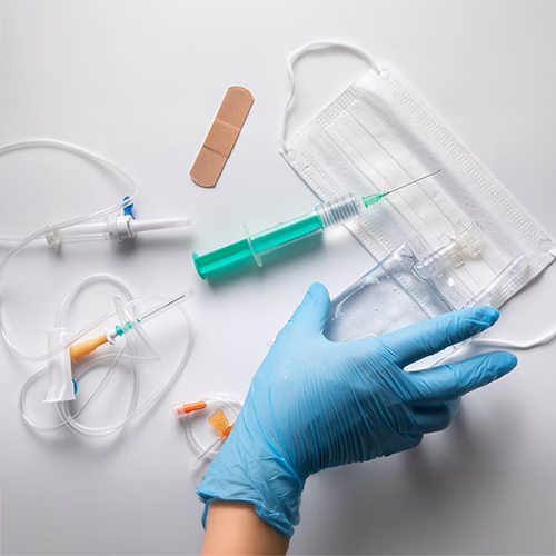 An array of medical equipment used in vascular treatment